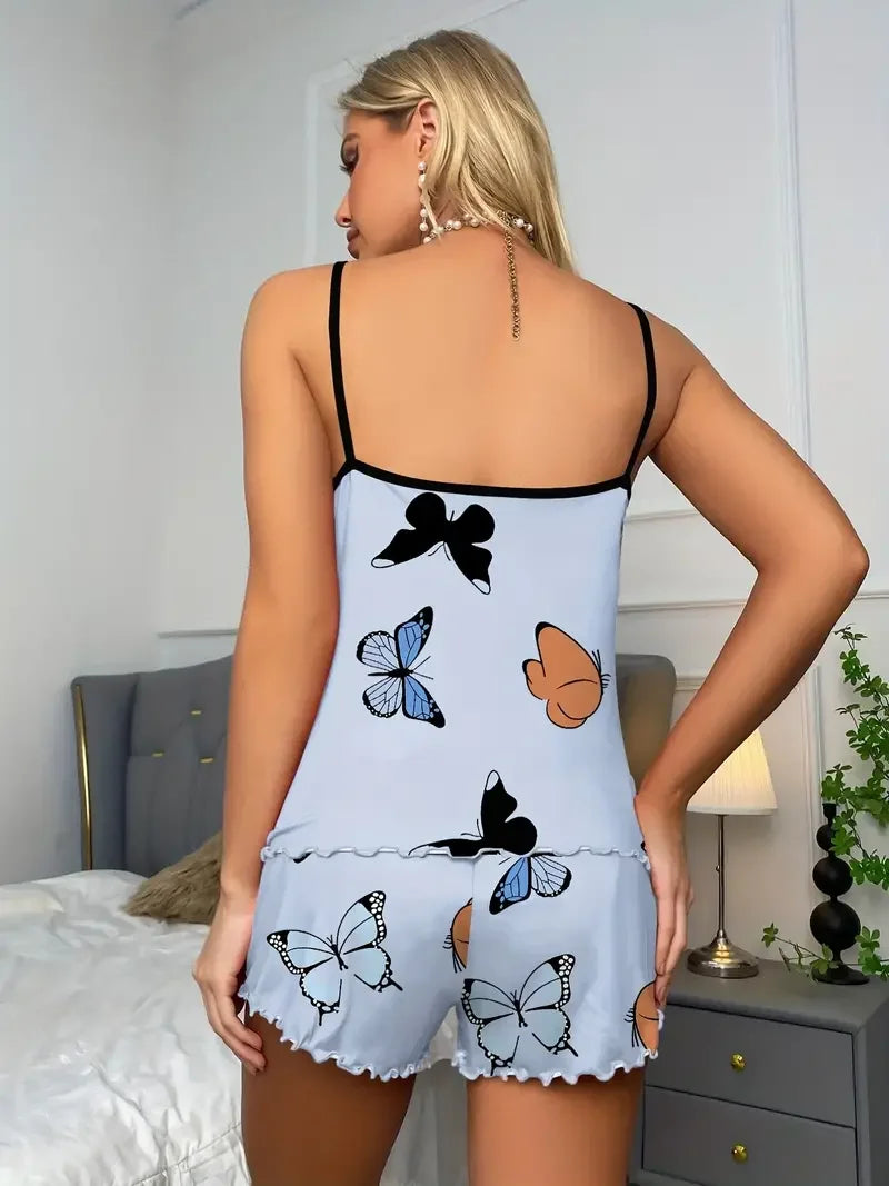 ADMIRING CAMI SET BUTTERFLY PRINT
