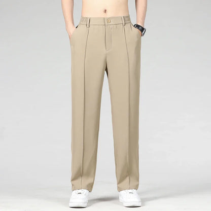 Casual Stitching Khaki Black Pants