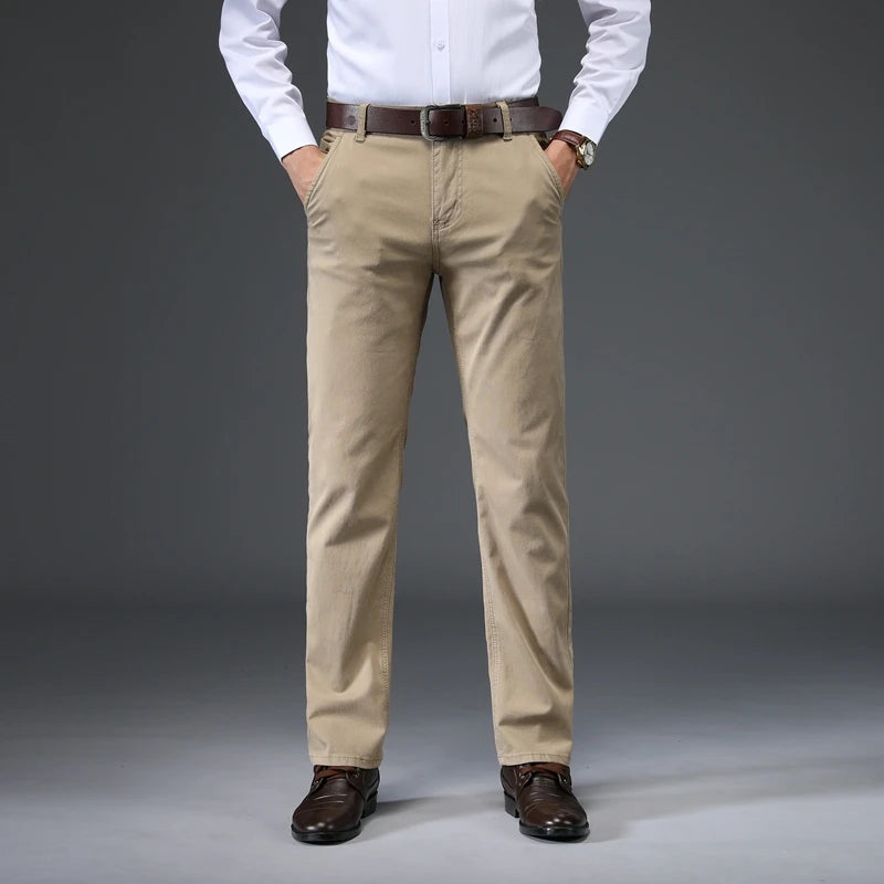 Cotton Stretch Straight Pants