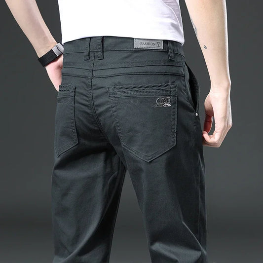 Cotton Stretch Straight Pants