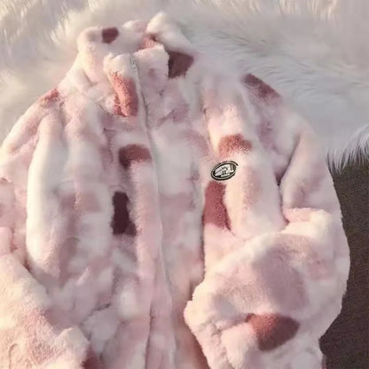 Women's Tie Dye Lamb Fleece Jacket