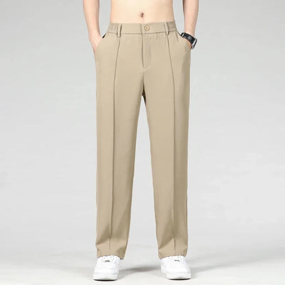 Casual Stitching Khaki Black Pants