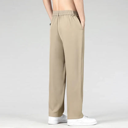 Casual Stitching Khaki Black Pants