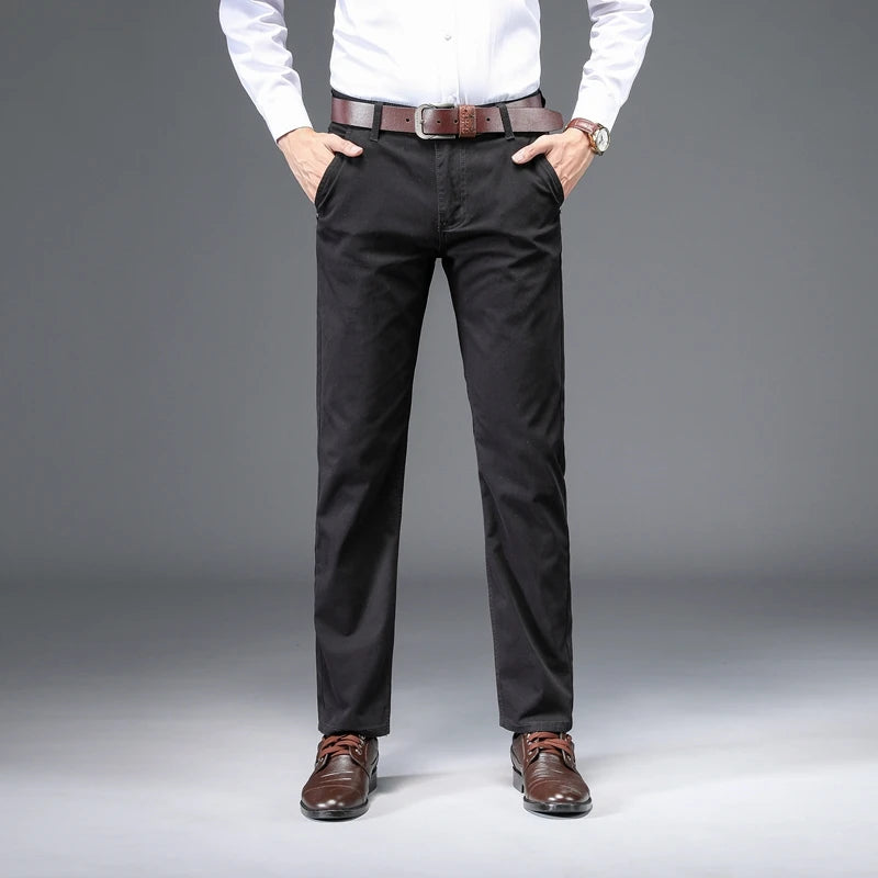 Cotton Stretch Straight Pants