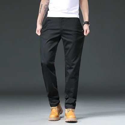 Cotton Stretch Straight Pants