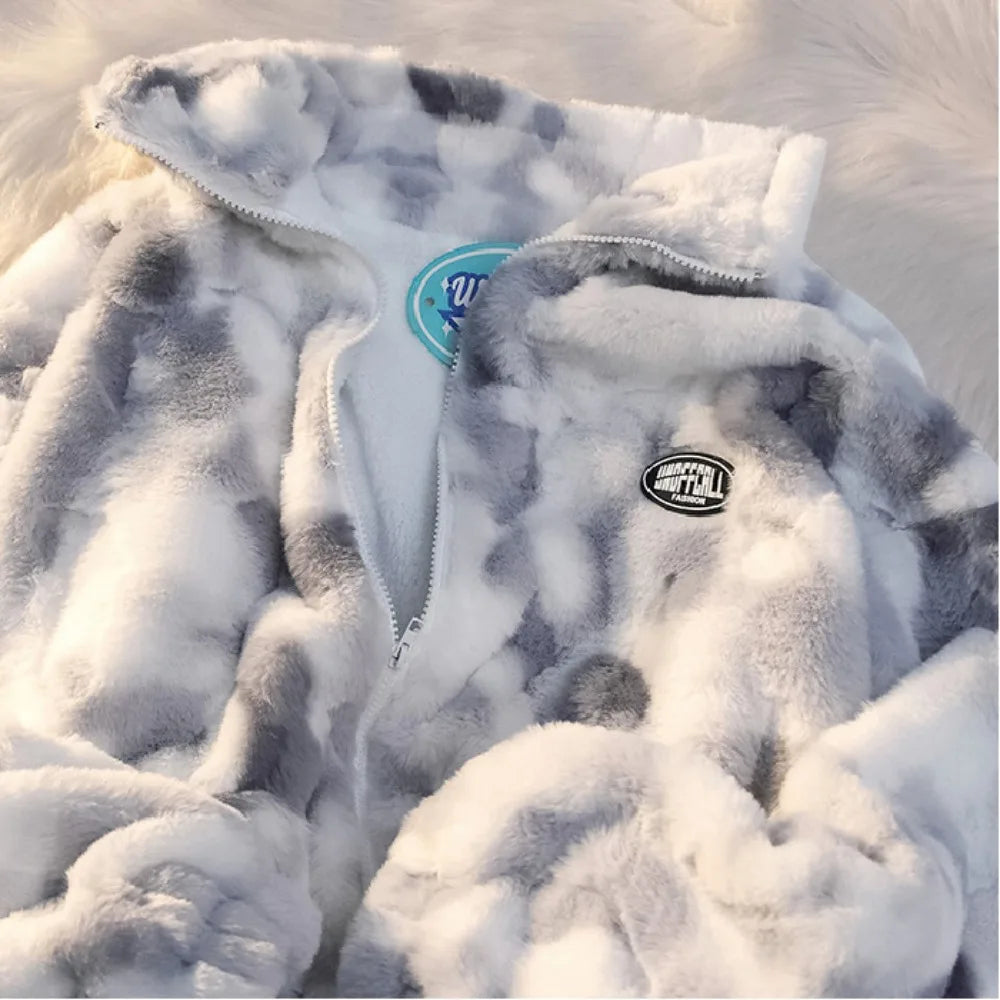 Women's Tie Dye Lamb Fleece Jacket