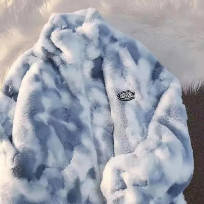 Women's Tie Dye Lamb Fleece Jacket