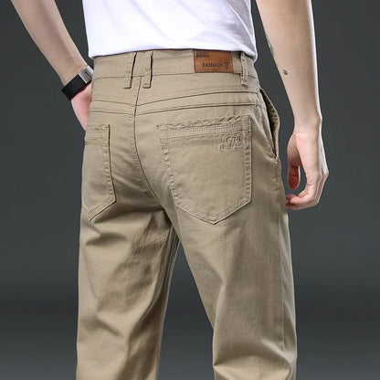 Cotton Stretch Straight Pants