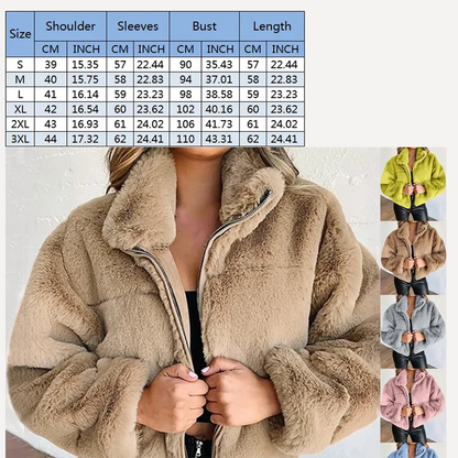 Rabbit Fur Imitation Fur Zipper Plush Warm Jacket