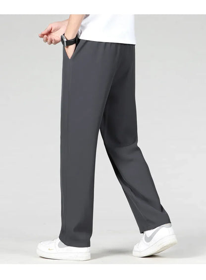 Casual Stitching Khaki Black Pants