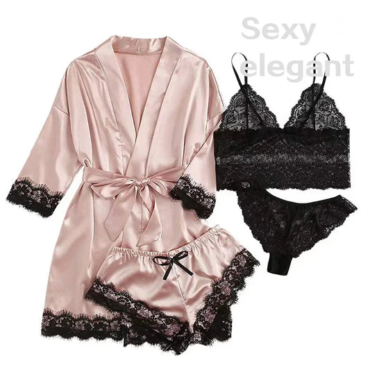 SATIN MAXI 4 PIECES ROBE
